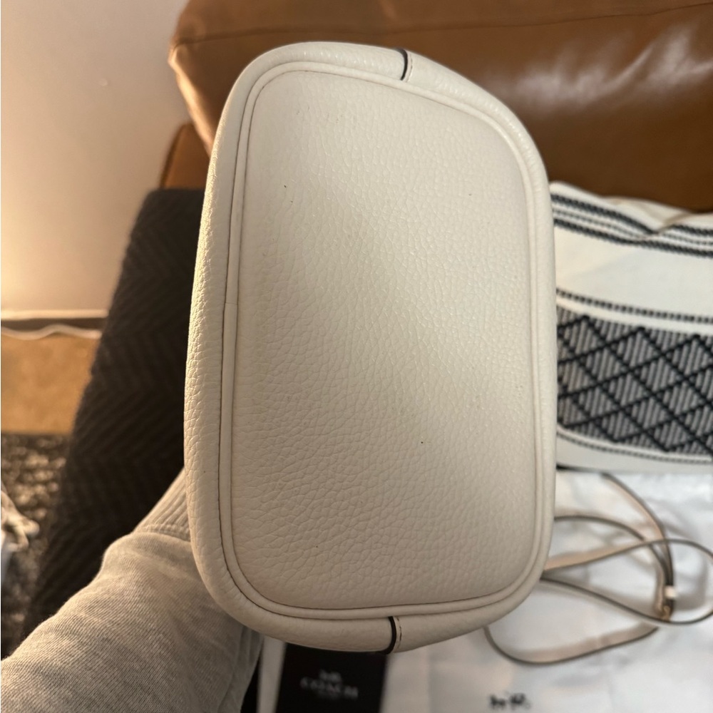 Coach Cream Pebbled Leather Drawstring Crossbody Bag - Picture 3 of 13